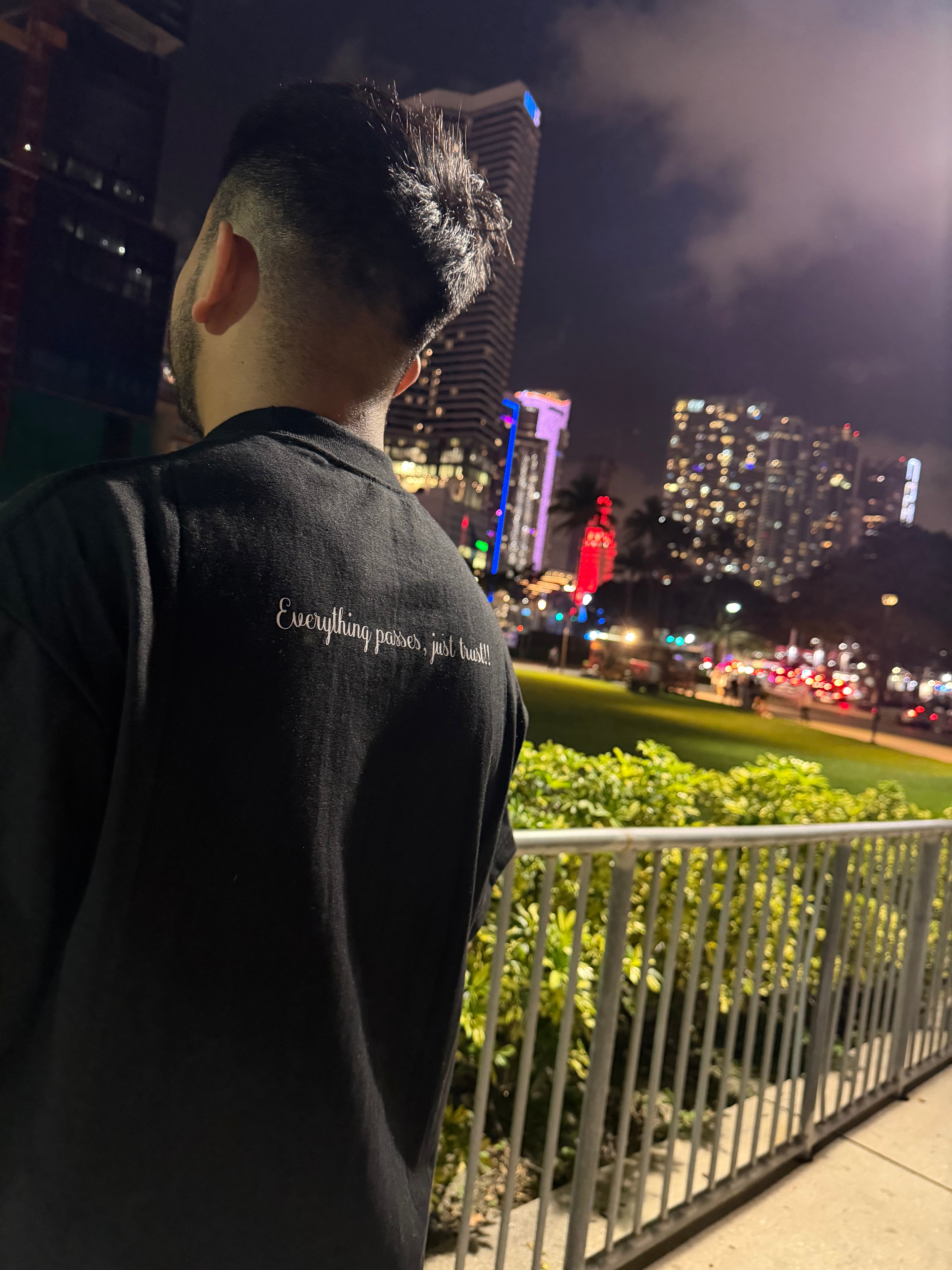 Black Oversize T-Shirt - Everything Happens Just Trust